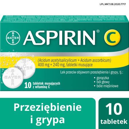 Aspirin C, 400 mg + 240 mg, tabletki musujące, 10 szt.