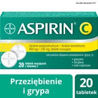 Aspirin C, 400 mg + 240 mg, tabletki musujące, 20 szt.