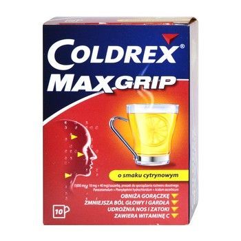 Coldrex MaxGrip o smaku cytrowym 10 saszetek