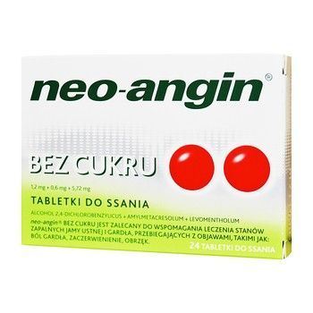 Neo-Angin bez cukru 24 tabletki  do ssania